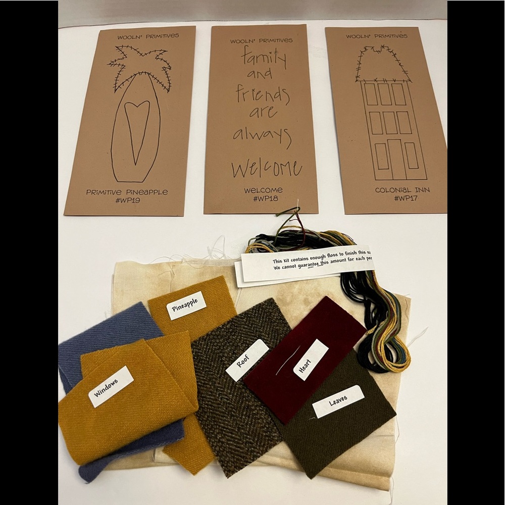 Wool'n Primitives Fiber Art Kit - Pineapple & Colonial Designs - Multi Color